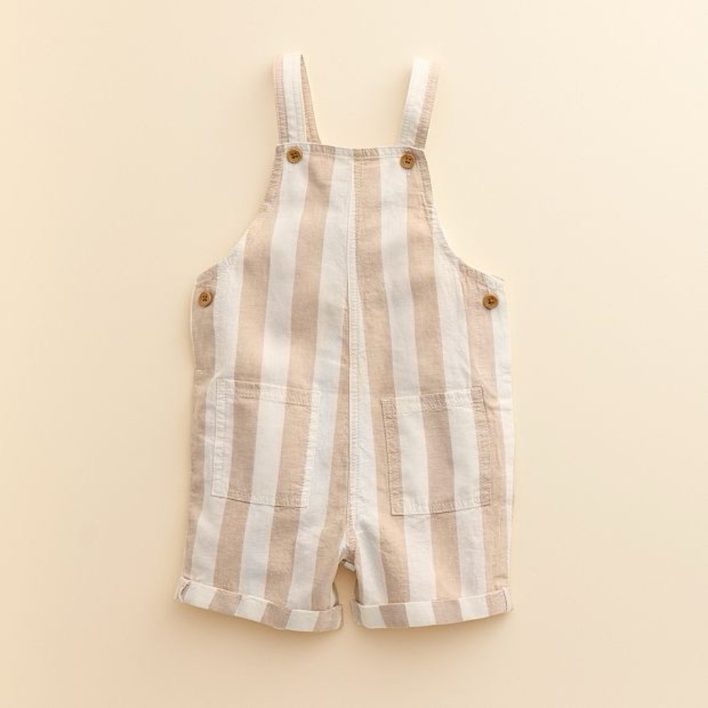 Little Co. by Lauren Conrad Shortalls tan white cotton 24M NWT